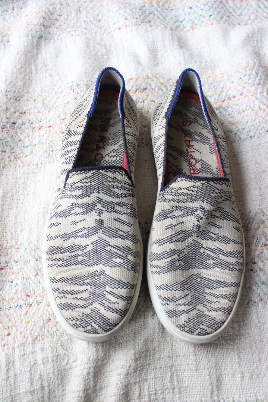 Rothy's Gray Maritime Tiger Striped Low Sneakers Size 6